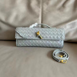 Lambskin Leather Knotted Intrecciato Evening Handbag | Woven Shoulder With Metal Buckle, Daily Fashion Designer Bag