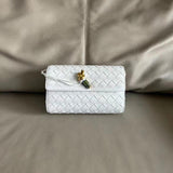 Lambskin Leather Knotted Intrecciato Evening Handbag | Woven Shoulder With Metal Buckle, Daily Fashion Designer Bag