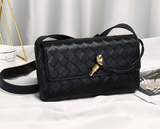 Lambskin Leather Knotted Intrecciato Evening Handbag | Woven Shoulder With Metal Buckle, Daily Fashion Designer Bag