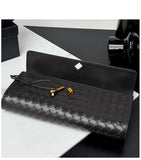 Lambskin Leather Knotted Intrecciato Evening Handbag | Woven Shoulder With Metal Buckle, Daily Fashion Designer Bag