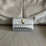 Lambskin Leather Knotted Intrecciato Evening Handbag | Woven Shoulder With Metal Buckle, Daily Fashion Designer Bag