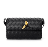 Lambskin Leather Knotted Intrecciato Evening Handbag | Woven Shoulder With Metal Buckle, Daily Fashion Designer Bag