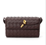 Lambskin Leather Knotted Intrecciato Evening Handbag | Woven Shoulder With Metal Buckle, Daily Fashion Designer Bag