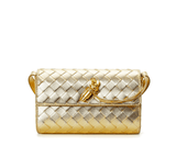 Lambskin Leather Knotted Intrecciato Evening Handbag | Woven Shoulder With Metal Buckle, Daily Fashion Designer Bag