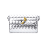 Lambskin Leather Knotted Intrecciato Evening Handbag | Woven Shoulder With Metal Buckle, Daily Fashion Designer Bag