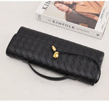 Lambskin Leather Knotted Intrecciato Evening Handbag | Woven Shoulder With Metal Buckle, Daily Fashion Designer Bag