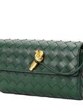 Lambskin Leather Knotted Intrecciato Evening Handbag | Woven Shoulder With Metal Buckle, Daily Fashion Designer Bag