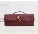 Lambskin Leather Knotted Intrecciato Evening Handbag | Woven Shoulder With Metal Buckle, Daily Fashion Designer Bag