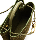 Lambskin Suede Leather Knotted Intrecciato Shoulder Bag | Woven Handbag With Metal Buckle, Daily Fashion Designer Bag, Woven Shoulder Purse