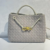 Lambskin Suede Leather Knotted Intrecciato Shoulder Bag | Woven Handbag With Metal Buckle, Daily Fashion Designer Bag, Woven Shoulder Purse