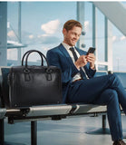 Large Cowhide Leather 17" Business Briefcase | Travel Messenger & Laptop Bag