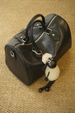 Large Cowhide Leather Boston Bag, Vintage Matte Leather Crossbody & Commuter Satchel with Sheep Charm