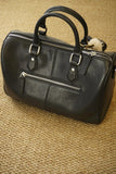 Large Cowhide Leather Boston Bag, Vintage Matte Leather Crossbody & Commuter Satchel with Sheep Charm
