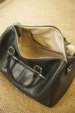 Large Cowhide Leather Boston Bag, Vintage Matte Leather Crossbody & Commuter Satchel with Sheep Charm