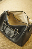 Large Cowhide Leather Boston Bag, Vintage Matte Leather Crossbody & Commuter Satchel with Sheep Charm