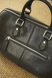 Large Cowhide Leather Boston Bag, Vintage Matte Leather Crossbody & Commuter Satchel with Sheep Charm