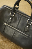 Large Cowhide Leather Boston Bag, Vintage Matte Leather Crossbody & Commuter Satchel with Sheep Charm