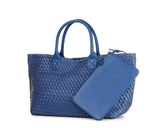 Large Handwoven Vegan Leather Tote/Weekend Bag in Onyx I Trendy Boutique Style ! Handmade Gift for Her - Alexel Crafts