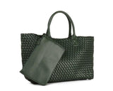 Large Handwoven Vegan Leather Tote/Weekend Bag in Onyx I Trendy Boutique Style ! Handmade Gift for Her - Alexel Crafts