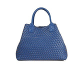 Large Handwoven Vegan Leather Tote/Weekend Bag in Onyx I Trendy Boutique Style ! Handmade Gift for Her - Alexel Crafts