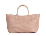 Large Handwoven Vegan Leather Tote/Weekend Bag in Onyx I Trendy Boutique Style ! Handmade Gift for Her - Alexel Crafts