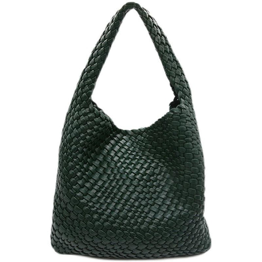 Large Handwoven Vegan Leather Tote Bag for Women