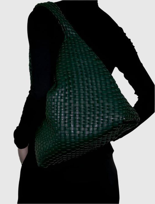 Large Handwoven Vegan Leather Tote Bag for Women - Image 9