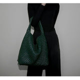 Large Handwoven Vegan Leather Tote Bag for Women