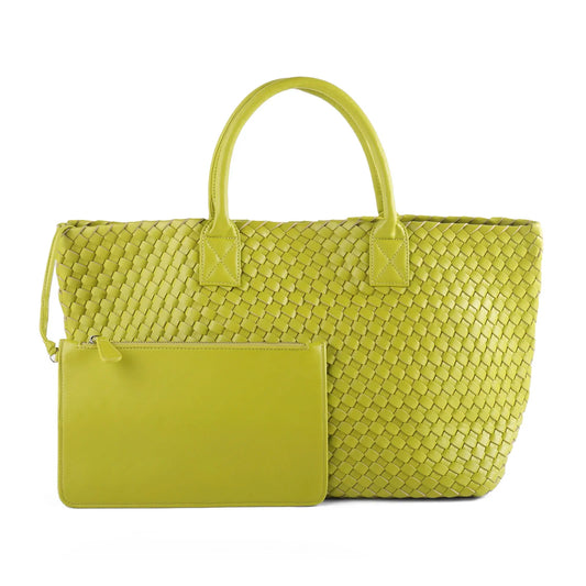 Large Handwoven Vegan Leather Tote/Weekend Bag in Onyx I Trendy Boutique Style ! Handmade Gift for Her