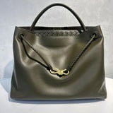 Large Luxury Soft Leather Tote Bag, Aesthetic Handbag With Gold Knot Buckle, Daily Fashion Designer Bag, Crossbody & Shoulder Style