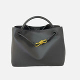 Large Luxury Soft Leather Tote Bag, Aesthetic Handbag With Gold Knot Buckle, Daily Fashion Designer Bag, Crossbody & Shoulder Style