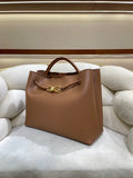 Large Luxury Soft Leather Tote Bag, Aesthetic Handbag With Gold Knot Buckle, Daily Fashion Designer Bag, Crossbody & Shoulder Style
