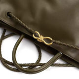 Large Luxury Soft Leather Tote Bag, Aesthetic Handbag With Gold Knot Buckle, Daily Fashion Designer Bag, Crossbody & Shoulder Style