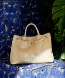 Large Luxury Soft Leather Tote Bag, Aesthetic Handbag With Gold Knot Buckle, Daily Fashion Designer Bag, Crossbody & Shoulder Style