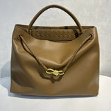 Large Luxury Soft Leather Tote Bag, Aesthetic Handbag With Gold Knot Buckle, Daily Fashion Designer Bag, Crossbody & Shoulder Style