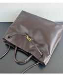 Large Luxury Soft Leather Tote Bag, Aesthetic Handbag With Gold Knot Buckle, Daily Fashion Designer Bag, Crossbody & Shoulder Style