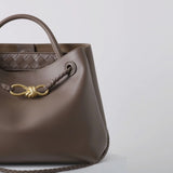 Large Luxury Soft Leather Tote Bag, Aesthetic Handbag With Gold Knot Buckle, Daily Fashion Designer Bag, Crossbody & Shoulder Style