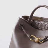 Large Luxury Soft Leather Tote Bag, Aesthetic Handbag With Gold Knot Buckle, Daily Fashion Designer Bag, Crossbody & Shoulder Style