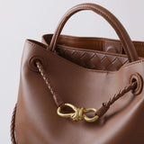 Large Luxury Soft Leather Tote Bag, Aesthetic Handbag With Gold Knot Buckle, Daily Fashion Designer Bag, Crossbody & Shoulder Style