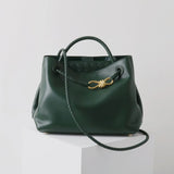 Large Luxury Soft Leather Tote Bag, Aesthetic Handbag With Gold Knot Buckle, Daily Fashion Designer Bag, Crossbody & Shoulder Style