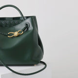 Large Luxury Soft Leather Tote Bag, Aesthetic Handbag With Gold Knot Buckle, Daily Fashion Designer Bag, Crossbody & Shoulder Style