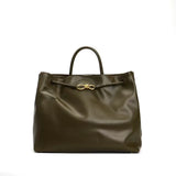 Large Luxury Soft Leather Tote Bag, Aesthetic Handbag With Gold Knot Buckle, Daily Fashion Designer Bag, Crossbody & Shoulder Style