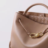 Large Luxury Soft Leather Tote Bag, Aesthetic Handbag With Gold Knot Buckle, Daily Fashion Designer Bag, Crossbody & Shoulder Style