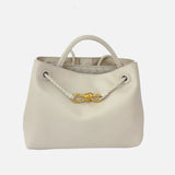Large Luxury Soft Leather Tote Bag, Aesthetic Handbag With Gold Knot Buckle, Daily Fashion Designer Bag, Crossbody & Shoulder Style