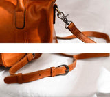 Large Size Retro Handcrafted Leather Tote Bag | Full Grain Leather Shoulder Bag | Cowhide Crossbody Bag | Boston Bag Handbag | Unisex Gift