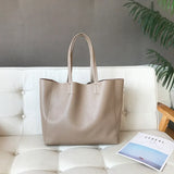 Large Soft Cowhide Leather Tote | Minimalist Oversized Shopper with Removable Inner Pouch