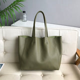 Large Soft Cowhide Leather Tote | Minimalist Oversized Shopper with Removable Inner Pouch