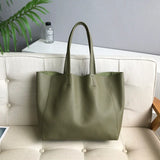 Large Soft Cowhide Leather Tote | Minimalist Oversized Shopper with Removable Inner Pouch
