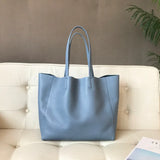 Large Soft Cowhide Leather Tote | Minimalist Oversized Shopper with Removable Inner Pouch