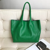 Large Soft Cowhide Leather Tote | Minimalist Oversized Shopper with Removable Inner Pouch